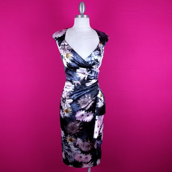 @ Debut size 8 sheath floral dress empire waist - Picture 2 of 7